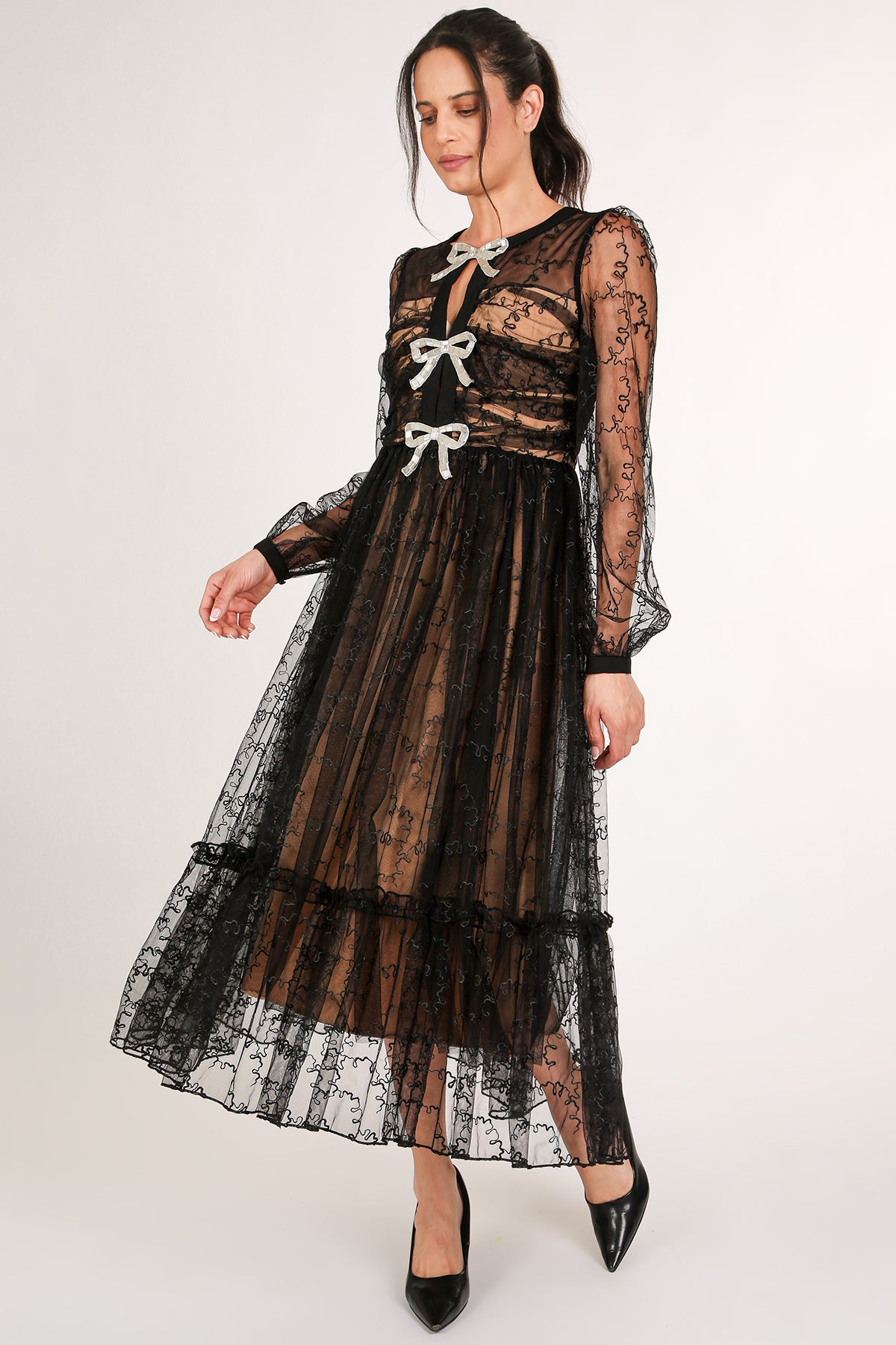 Jonah Embellished & Embroidered Mesh Maxi Dress - Shop Beulah Style