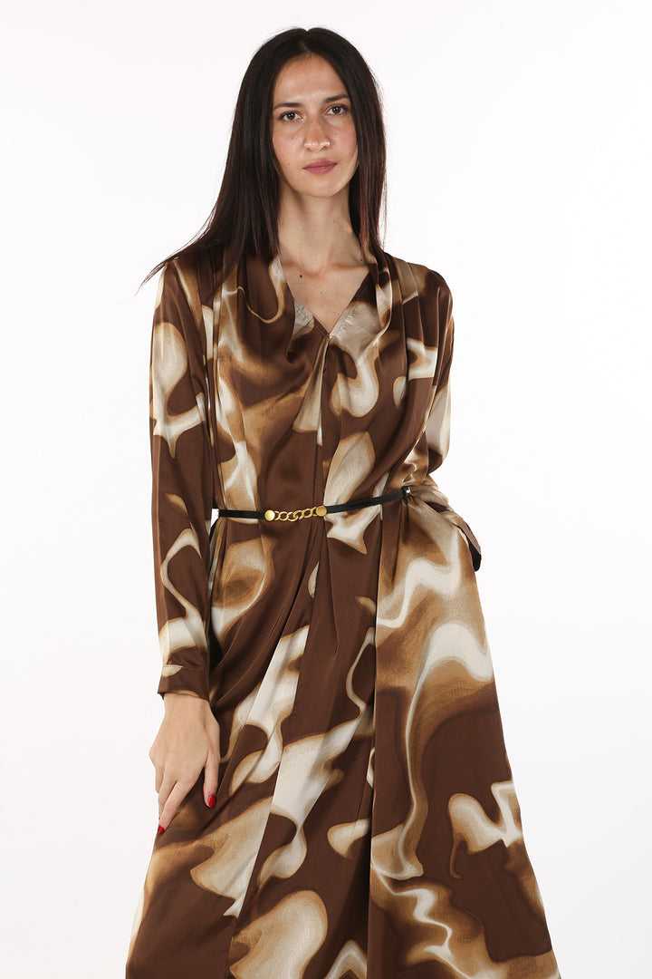 Tanya Fluidic Printed Satin Maxi Dress