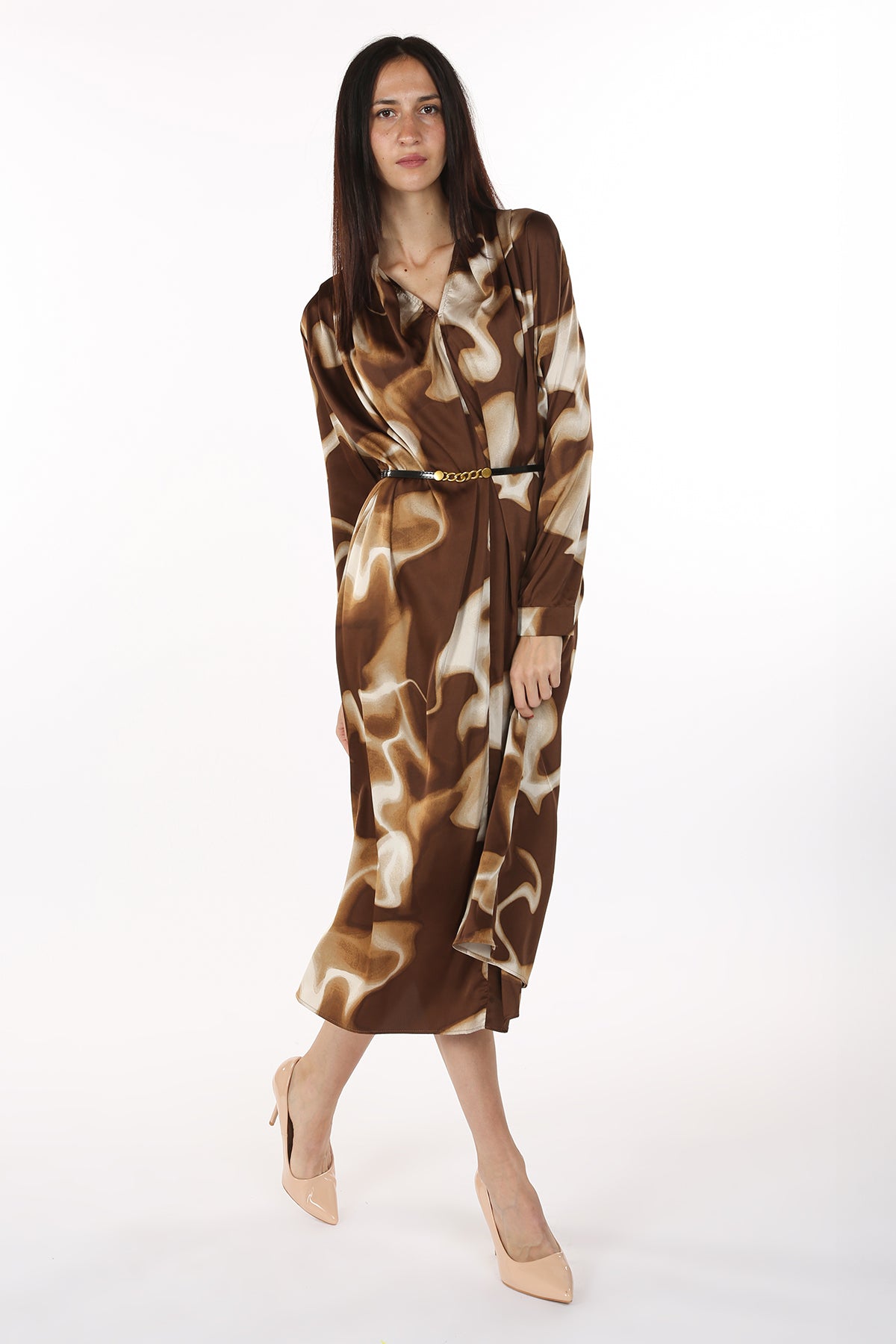 Tanya Fluidic Printed Satin Maxi Dress