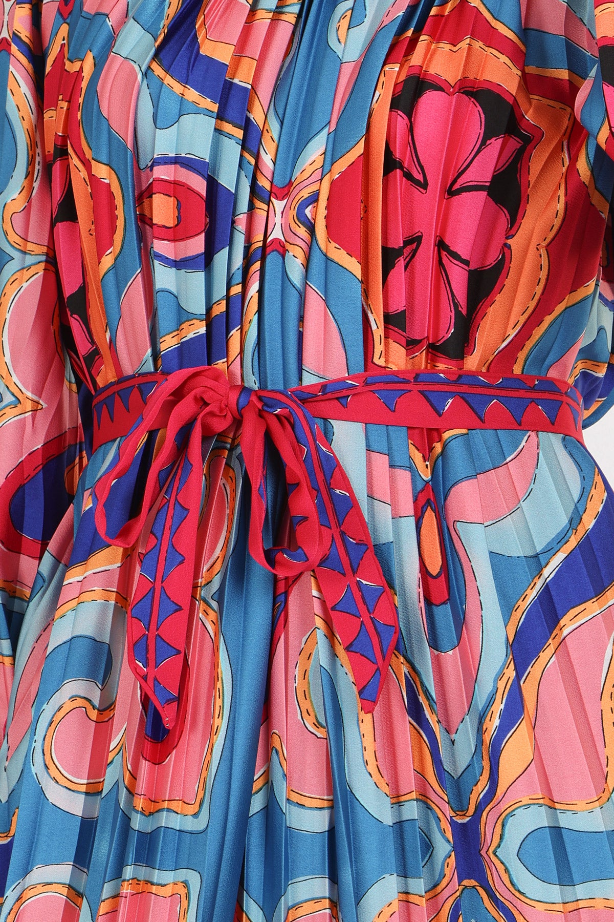 Sami Multicolor Abstract Printed Pleated Maxi Dress - Shop Beulah Style