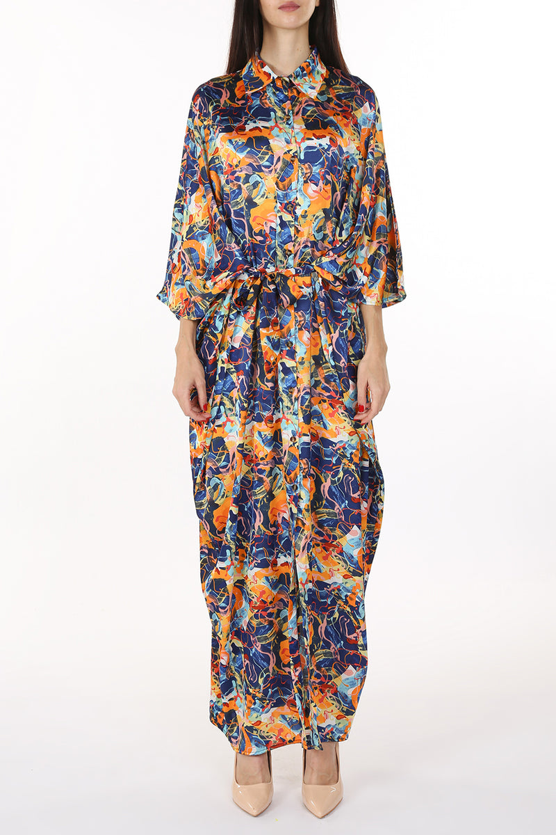 Henry Multi Print Belted Maxi Shirt Dress