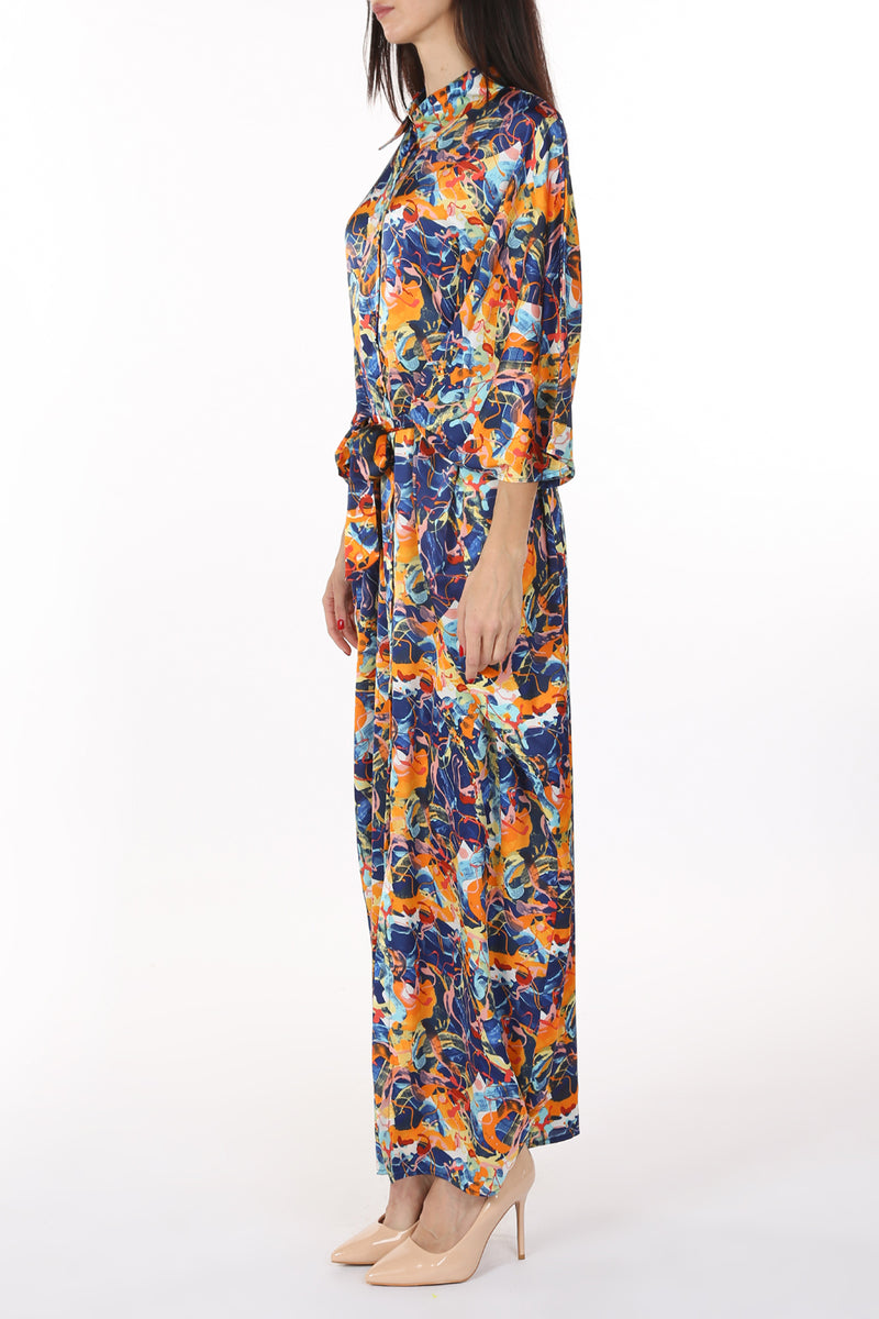 Henry Multi Print Belted Maxi Shirt Dress