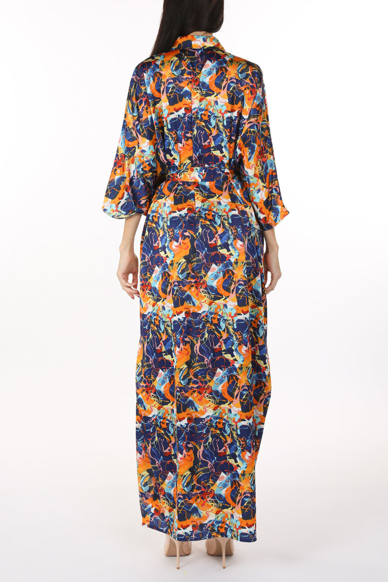 Henry Multi Print Belted Maxi Shirt Dress