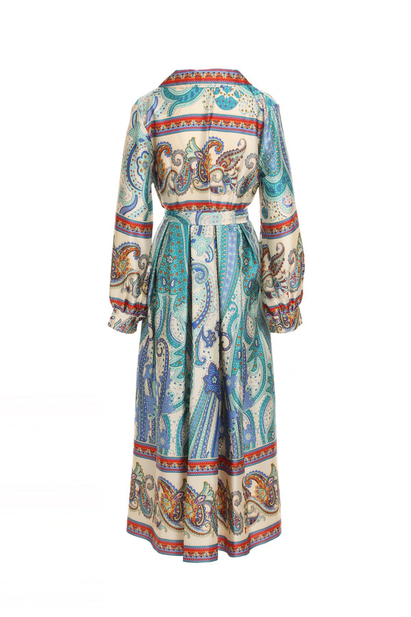 Jean Multicolor Paisley Print V-Neck Wrap Maxi Dress - Shop Beulah Style