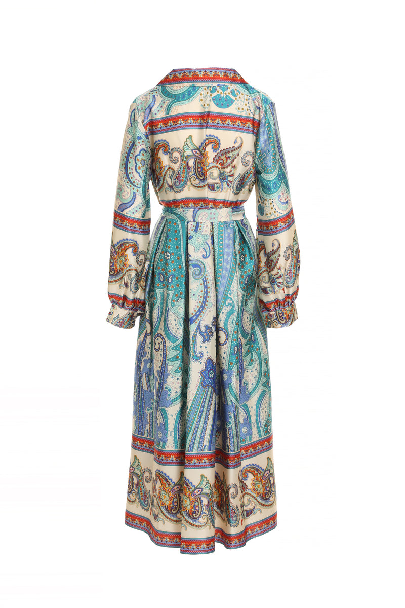 Jean Multicolor Paisley Print V-Neck Wrap Maxi Dress - Shop Beulah Style