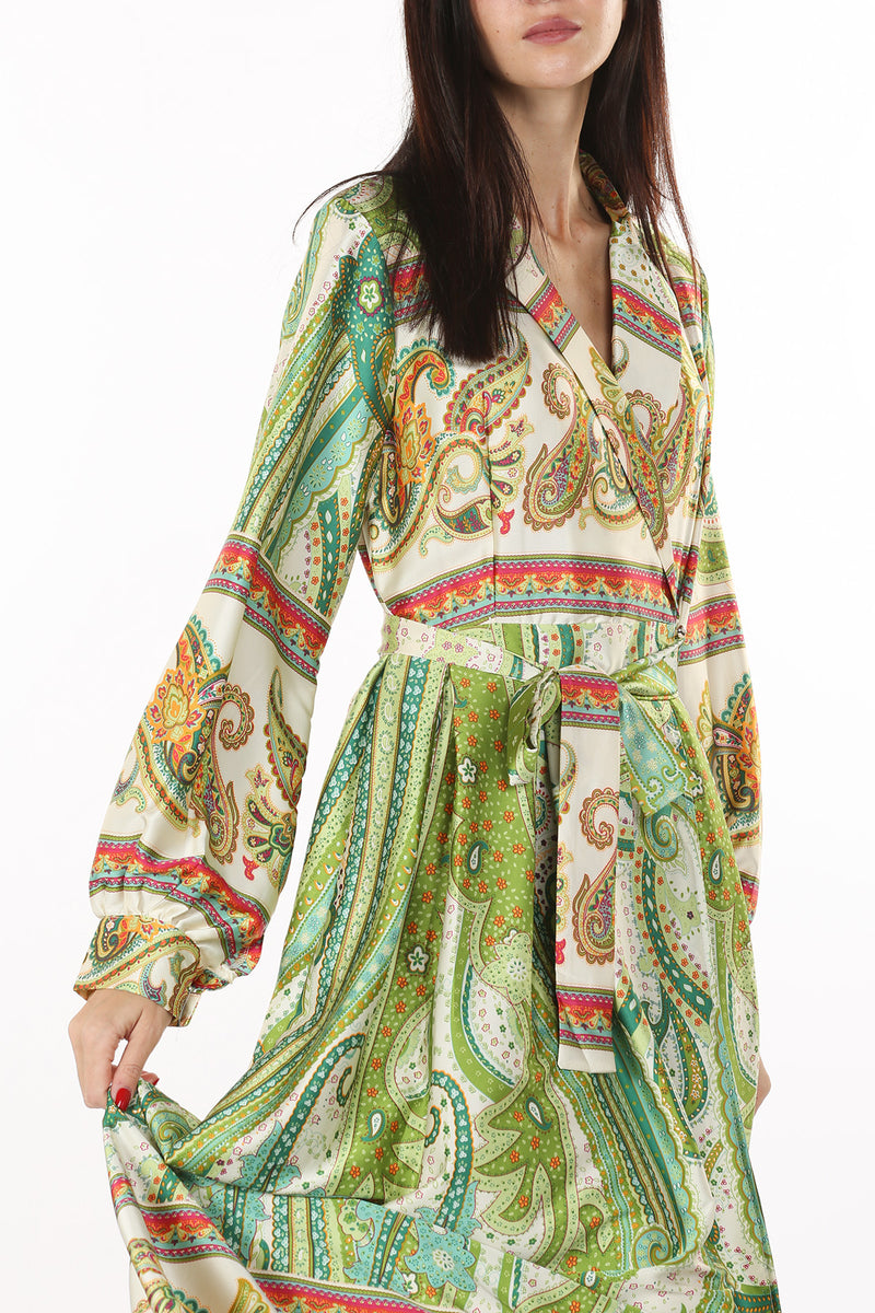 Dakota Multi Paisley Print Wrapped Maxi Dress - Shop Beulah Style