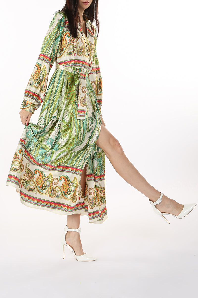 Dakota Multi Paisley Print Wrapped Maxi Dress - Shop Beulah Style