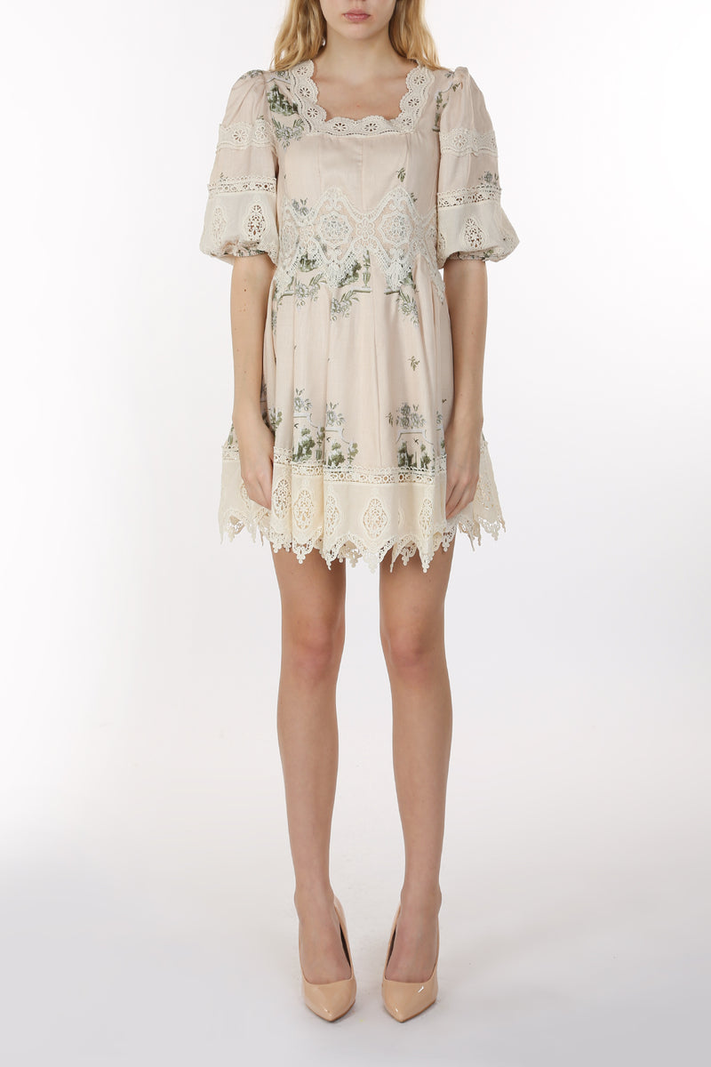 Alena Lace Embroidered Detail Scallop Trim Mini Dress - Shop Beulah Style