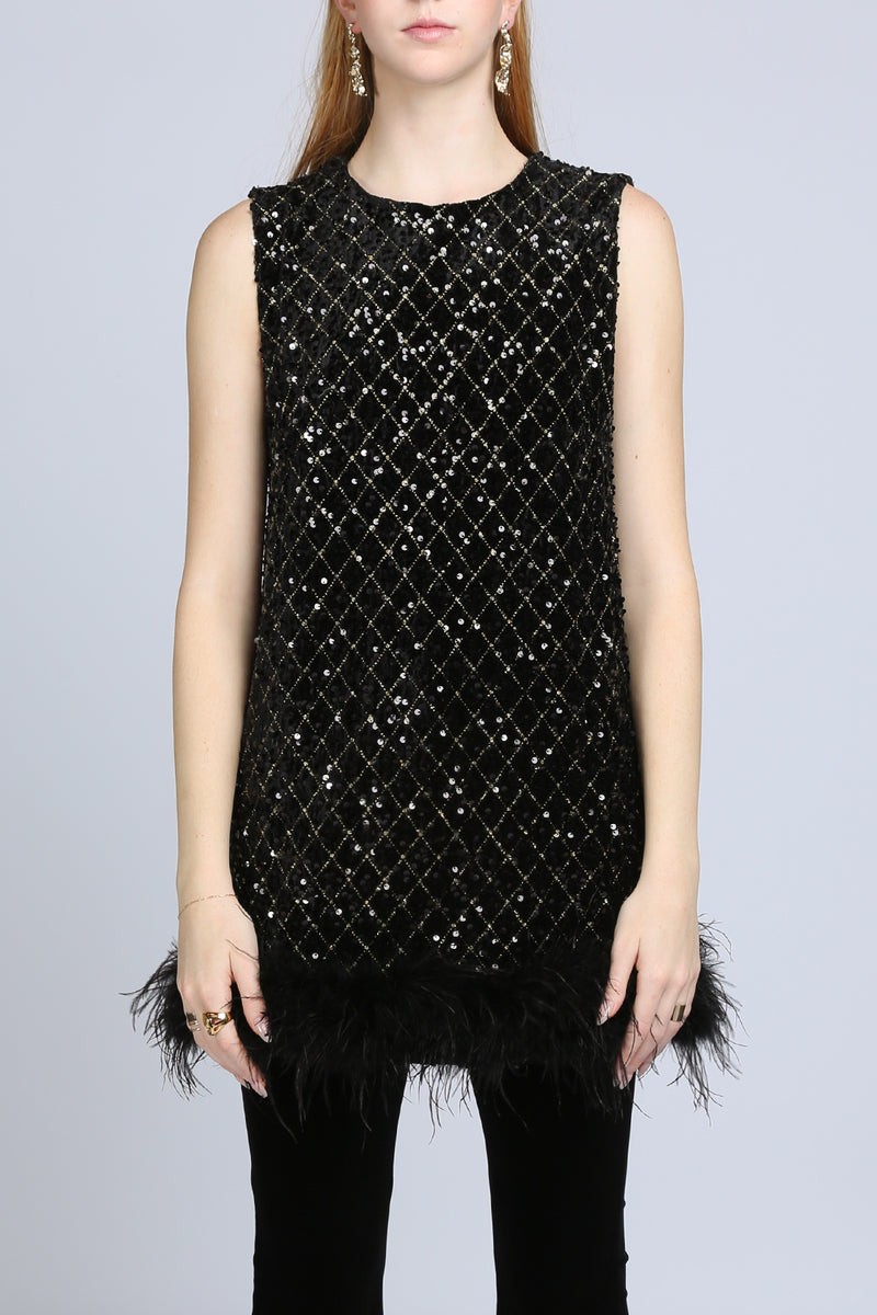 Jessica Sequins Detail Argyle Pattern Mini Dress - Shop Beulah Style