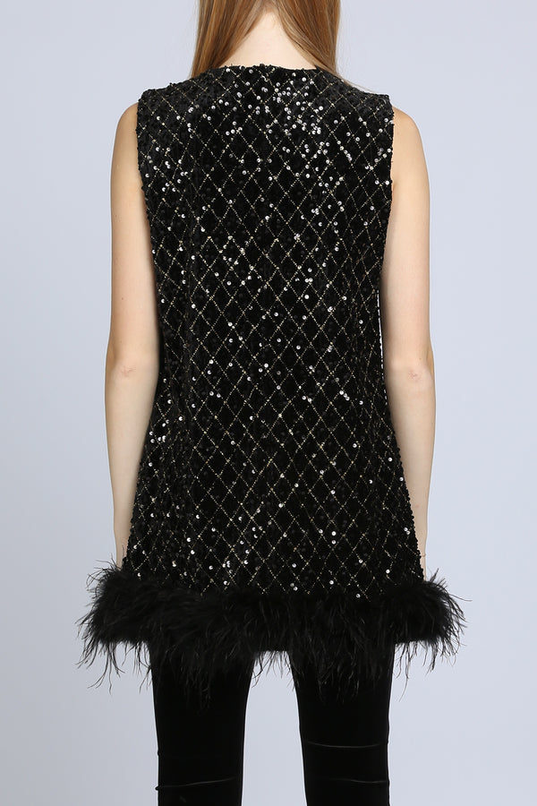 Jessica Sequins Detail Argyle Pattern Mini Dress - Shop Beulah Style