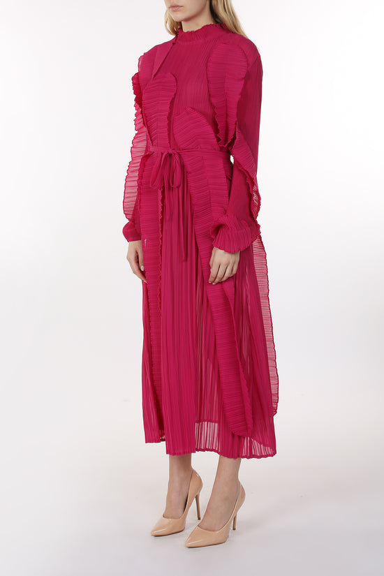 Joe Pleated Ruffled Detail Sheer Maxi Dress - Shop Beulah Style