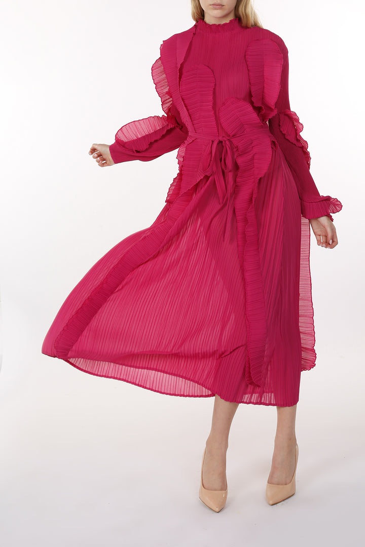Joe Pleated Ruffled Detail Sheer Maxi Dress - Shop Beulah Style