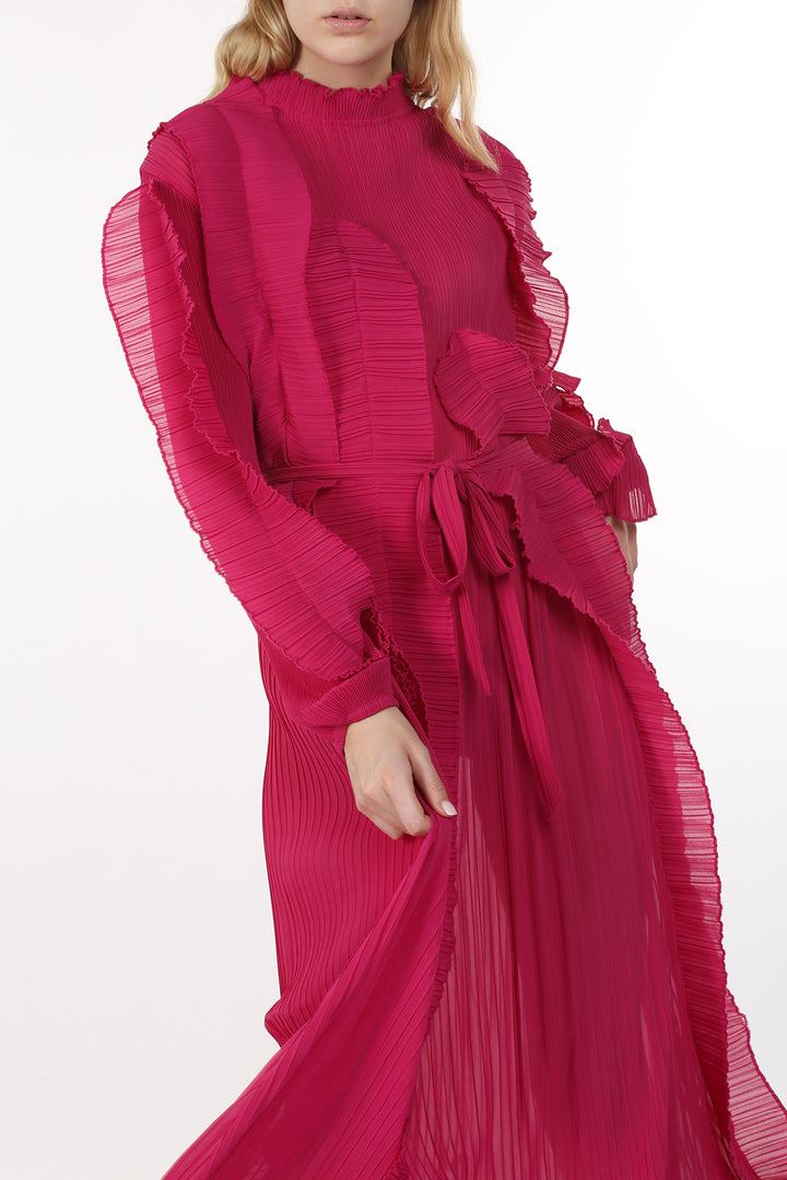 Joe Pleated Ruffled Detail Sheer Maxi Dress - Shop Beulah Style