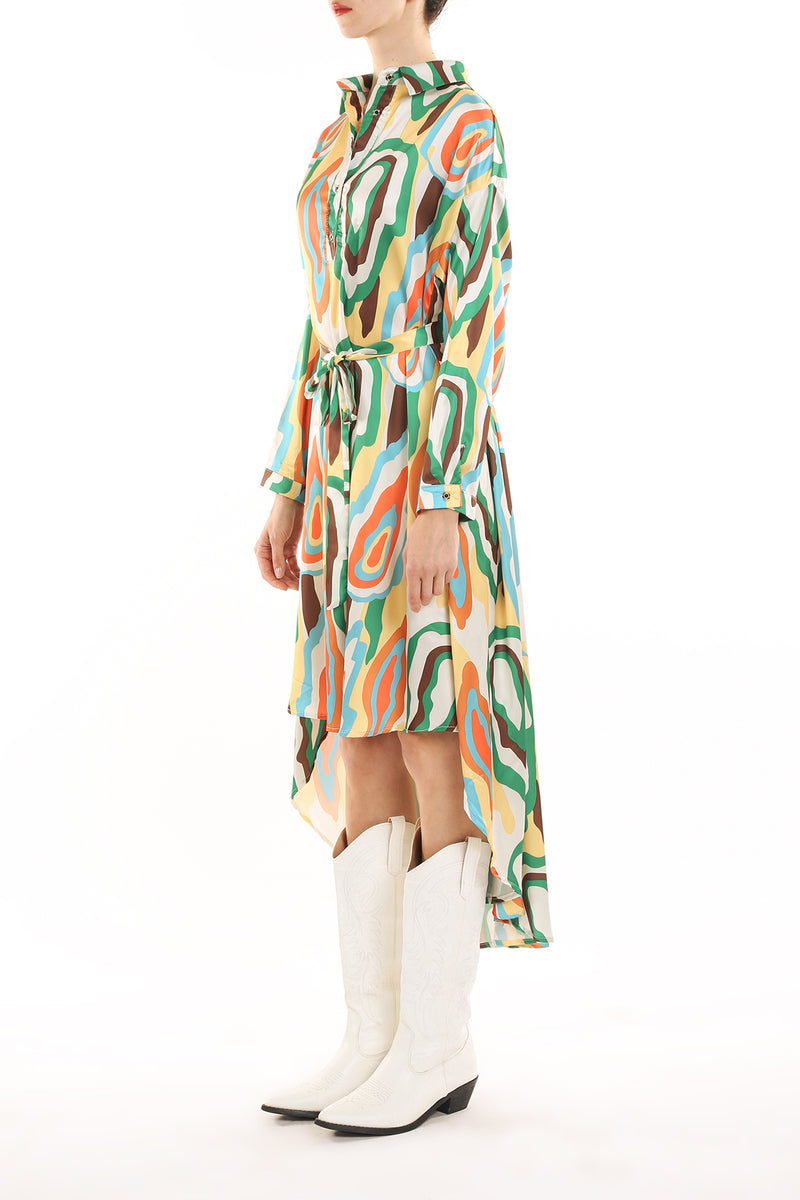 Suzi Multicolor Abstract Print High Low Maxi Dress - Shop Beulah Style