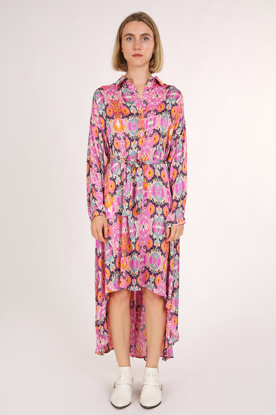 Evie Multicolor Print Collared High Low Midi Dress - Shop Beulah Style