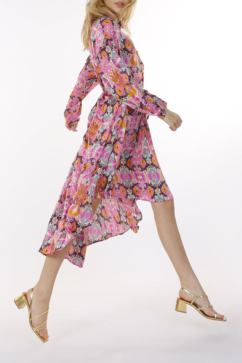 Evie Multicolor Print Collared High Low Dress - Shop Beulah Style