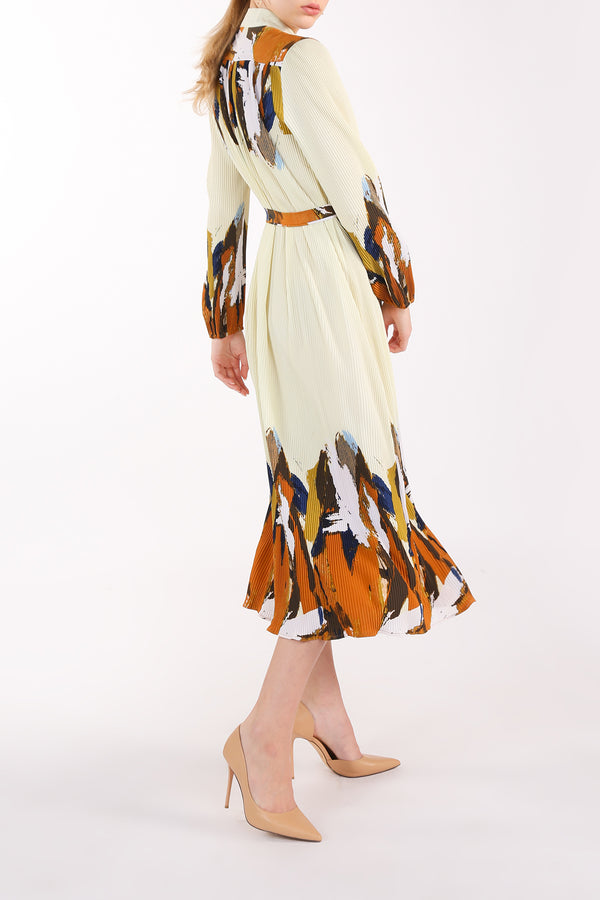 Ley Multicolor Abstract Printed Pleat Maxi Dress - Shop Beulah Style