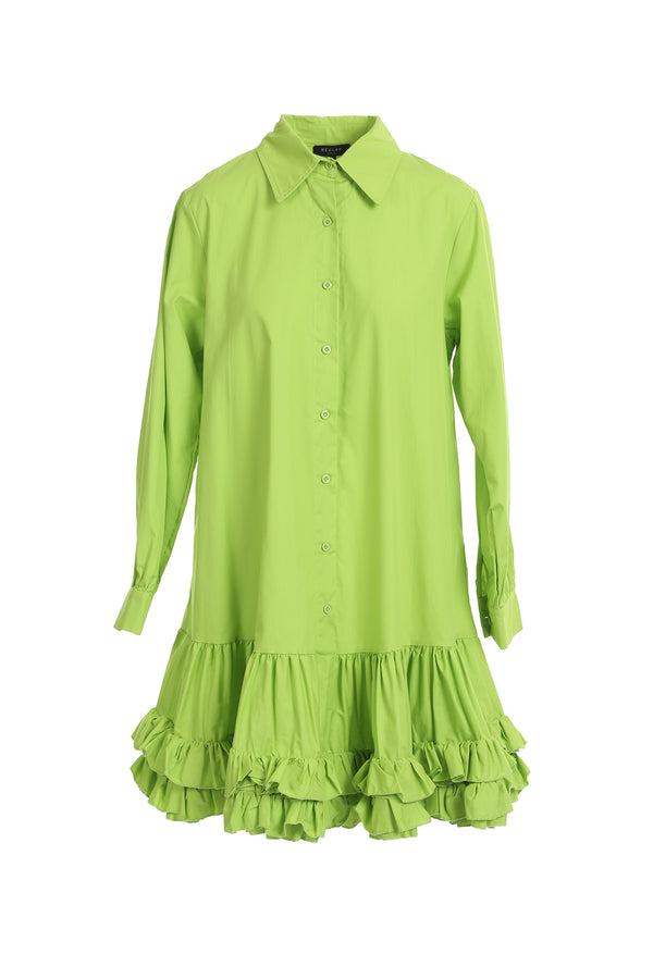 Roxanne Tiered Ruffle Flare Hem Mini Shirt Dress - Shop Beulah Style