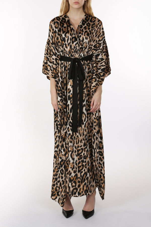 Alice Belted V-Neck Wrap Leopard Print Maxi Dress - Shop Beulah Style