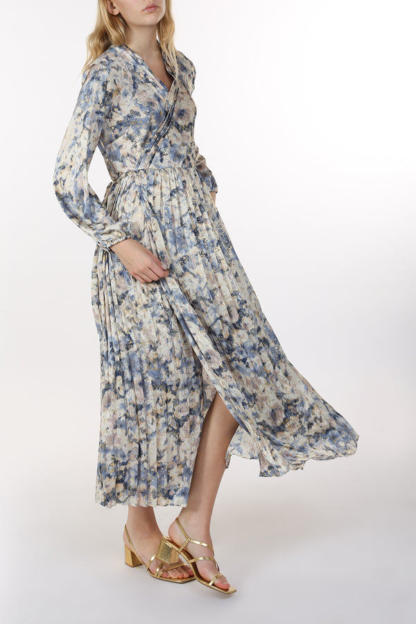 Vanessa Multi Print Glitter Detail Surplice Maxi Dress