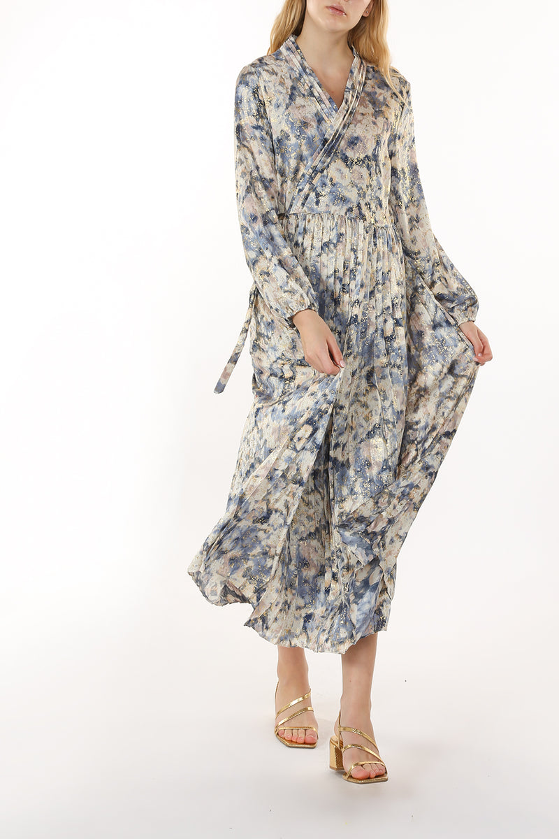 Vanessa Multi Print Glitter Detail Surplice Maxi Dress - Shop Beulah Style