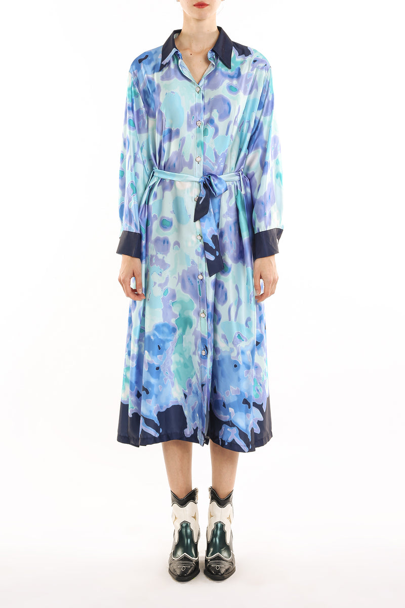 Jovany Multi Print Faded Tie Dye Maxi Shirt Dress - Shop Beulah Style
