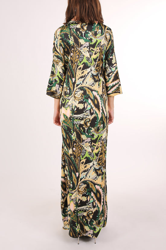 Zelda Abstract Print V-Neck Wrap Belted Maxi Dress - Shop Beulah Style
