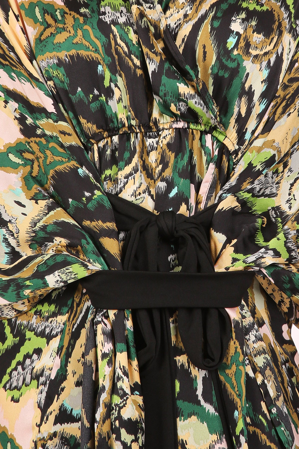 Zelda Abstract Print V-Neck Wrap Belted Maxi Dress - Shop Beulah Style