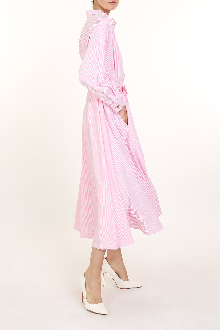 Emerson Belted Stripe Patterned Button Up Midi Dress - Shop Beulah Style