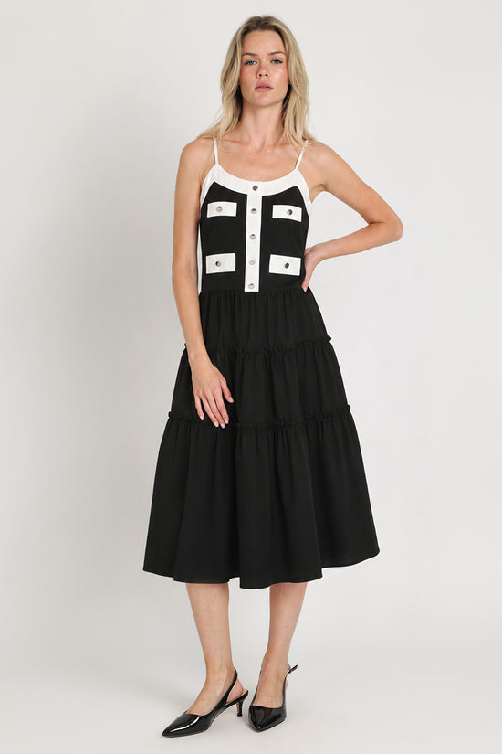 Mary Contrast Tiered Ruffles Trim Midi Slip Dress - Shop Beulah Style