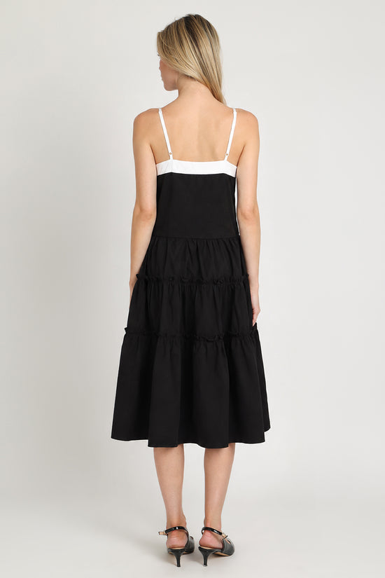 Mary Contrast Tiered Ruffles Trim Midi Slip Dress - Shop Beulah Style