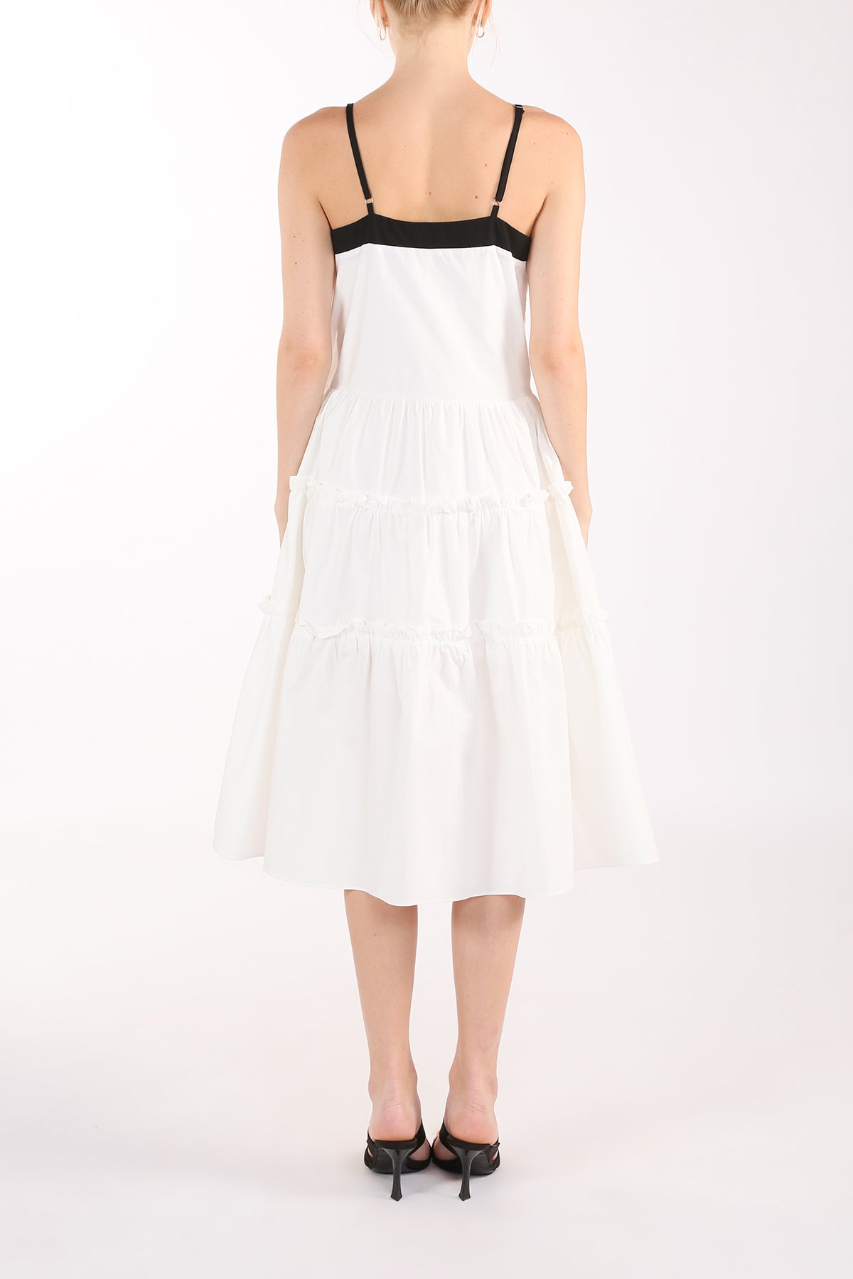 Janae Contrast Tiered Ruffles Trim Spaghetti Midi Dress - Shop Beulah Style