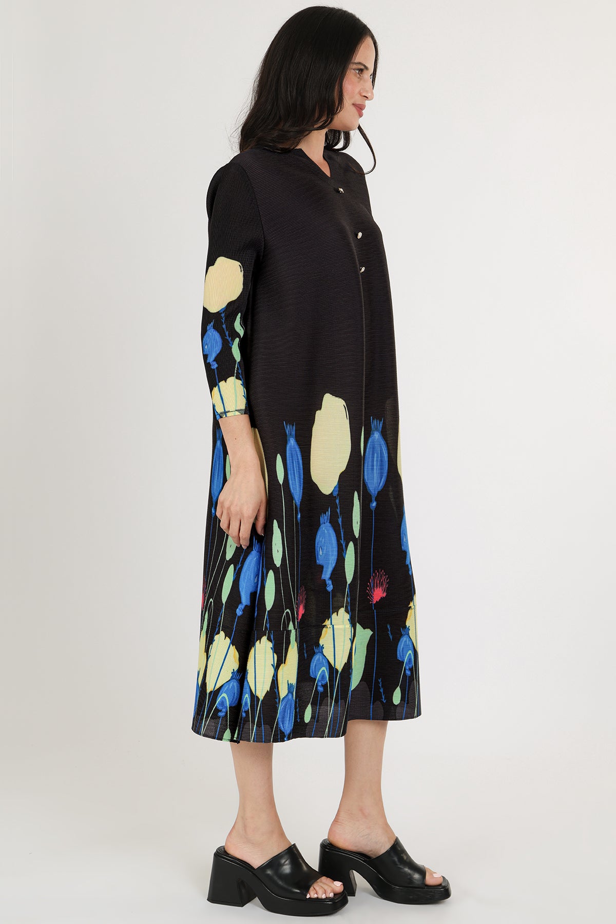 Jackie Modern Print Pleated Midi Dress