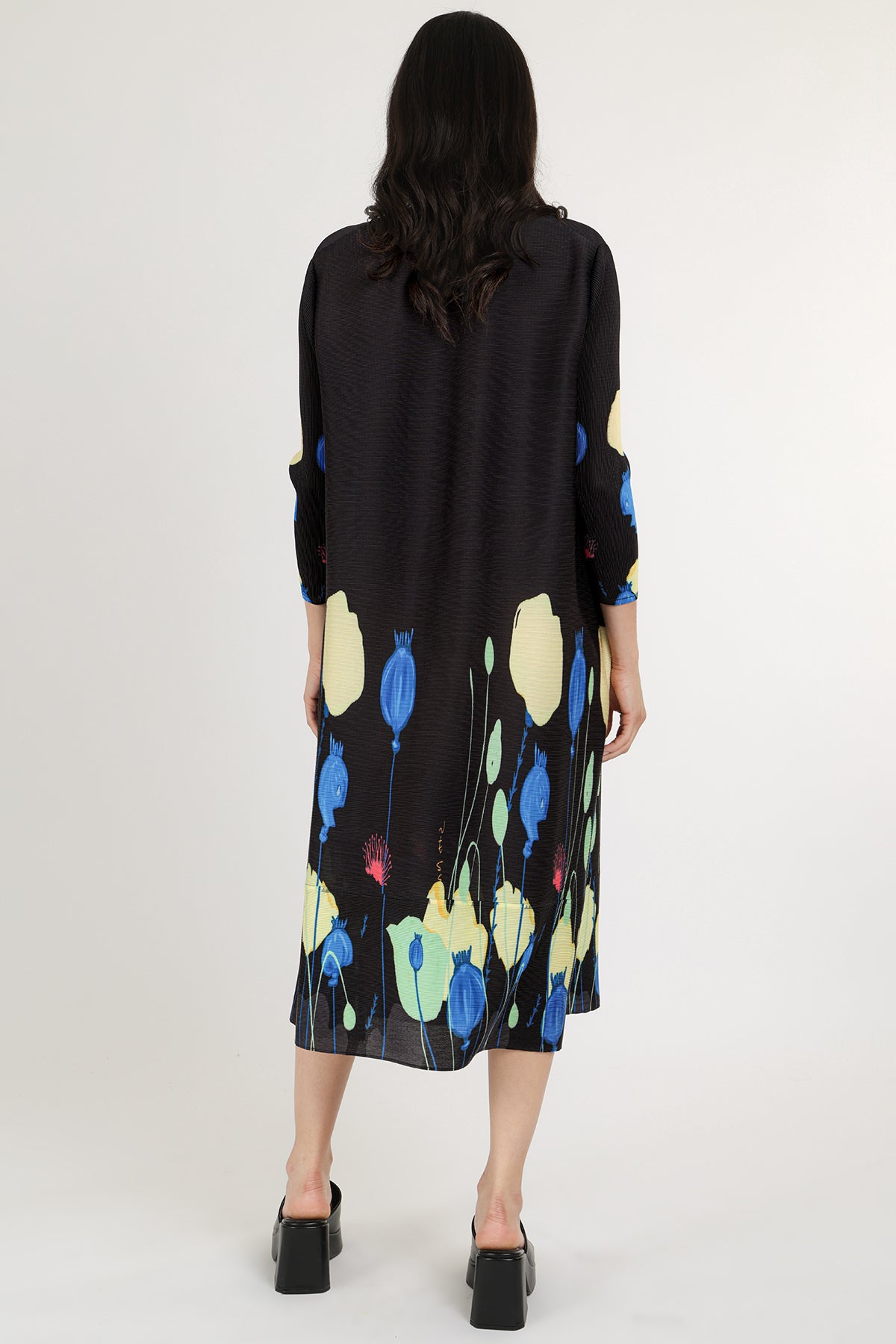 Jackie Modern Print Pleated Midi Dress