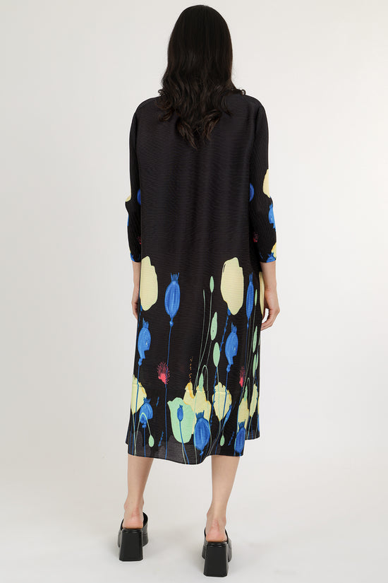 Jackie Modern Print Pleated Midi Dress