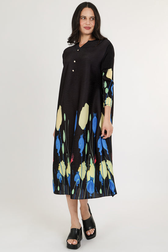 Jackie Modern Print Pleated Midi Dress