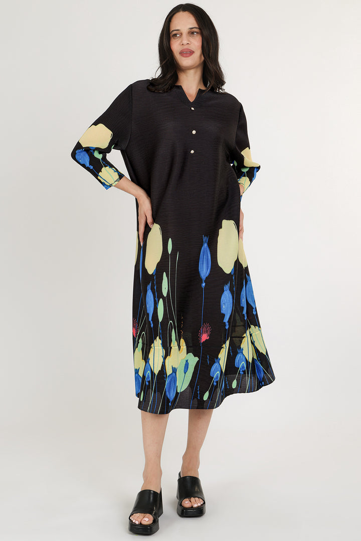 Jackie Modern Print Pleated Midi Dress