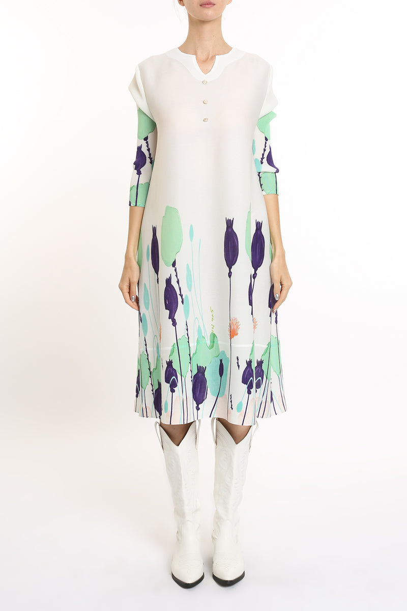 Jackie Modern Print Pleated Midi Dress - Shop Beulah Style