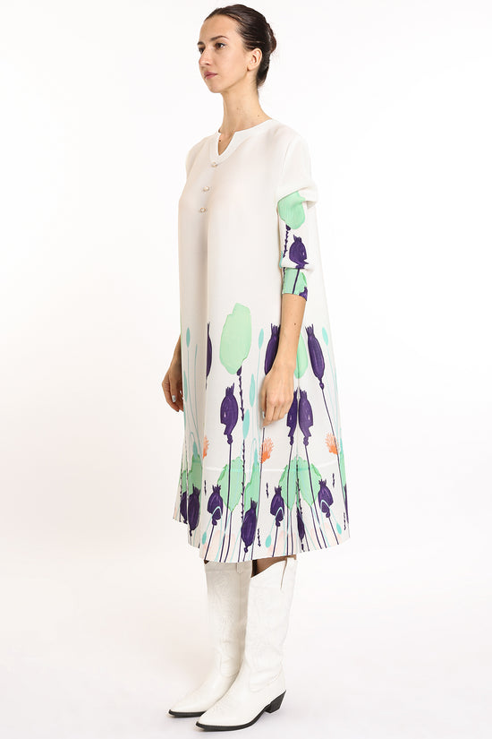 Jackie Modern Print Pleated Midi Dress