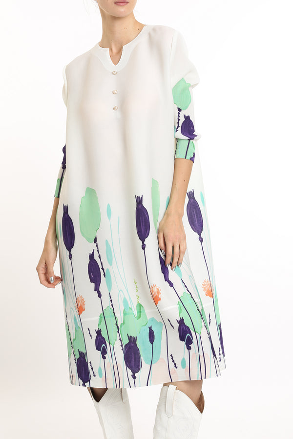 Jackie Modern Print Pleated Midi Dress - Shop Beulah Style