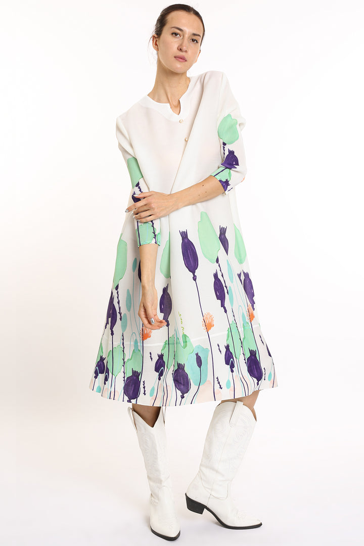 Jackie Modern Print Pleated Midi Dress