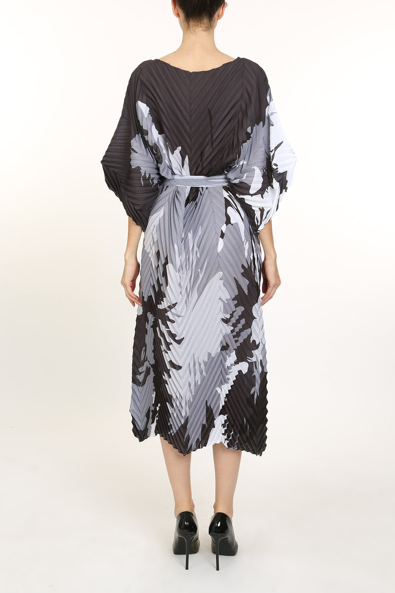 Brody Abstract Print Pleat Belted Midi Dress - Shop Beulah Style