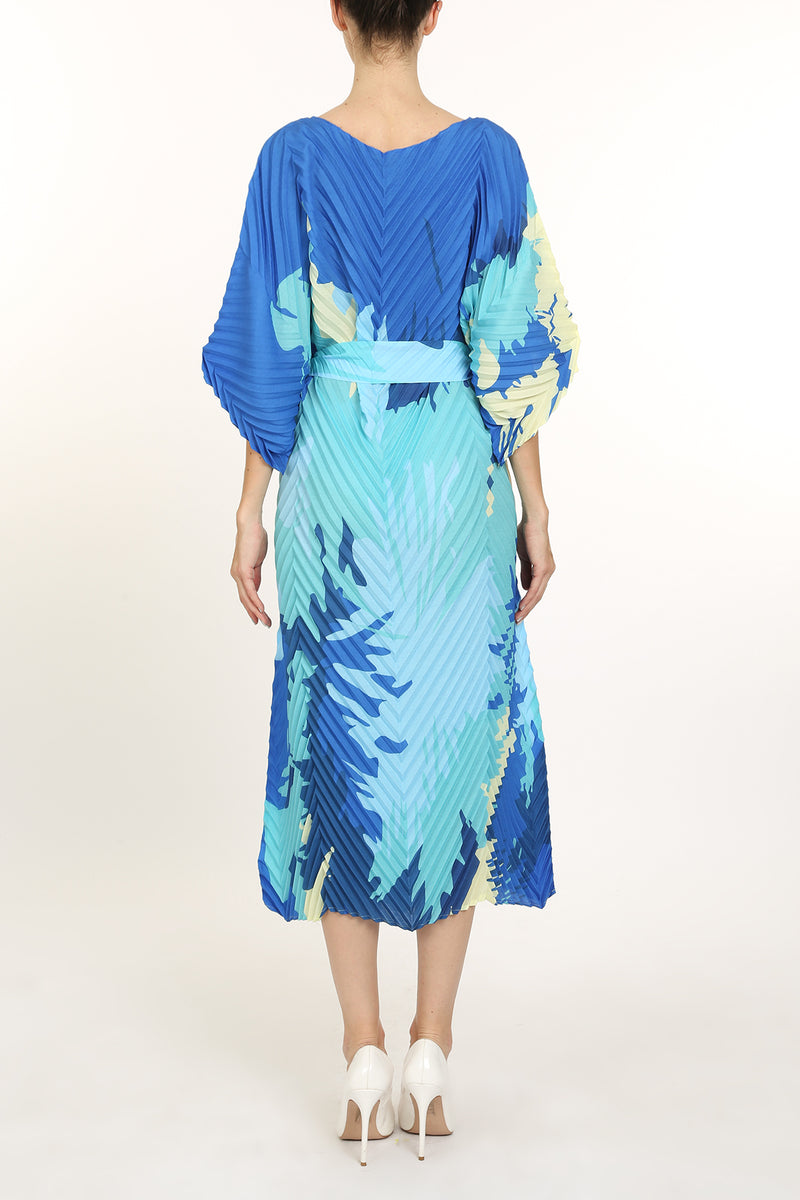 Brody Abstract Print Pleat Belted Midi Dress - Shop Beulah Style