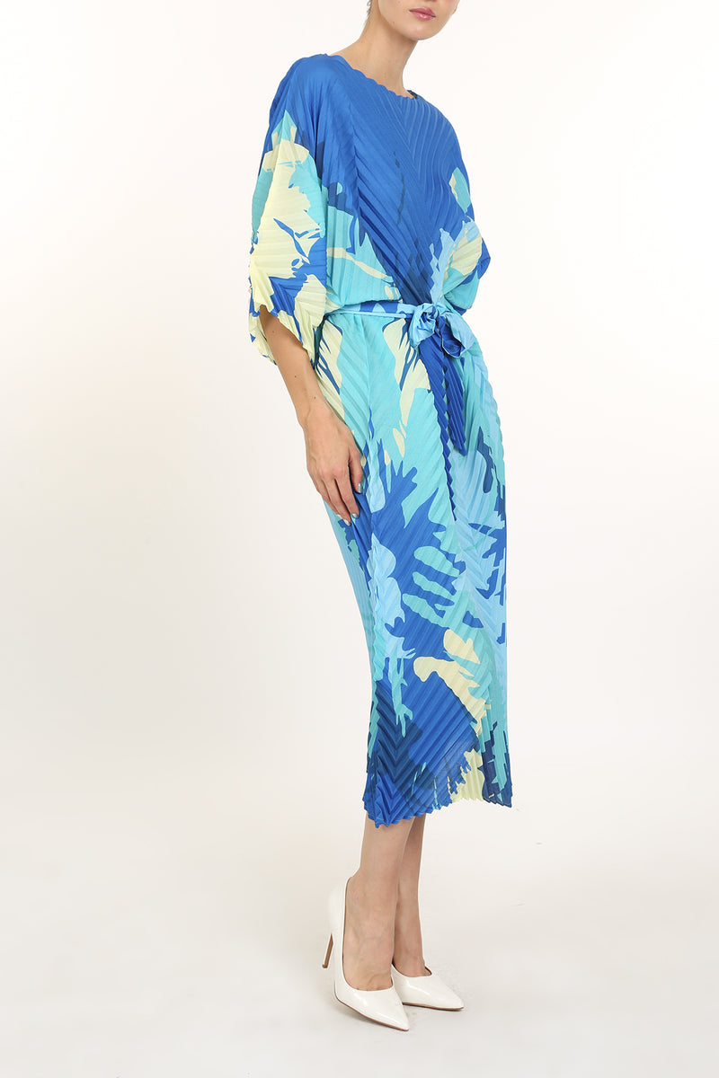 Brody Abstract Print Pleat Belted Midi Dress - Shop Beulah Style