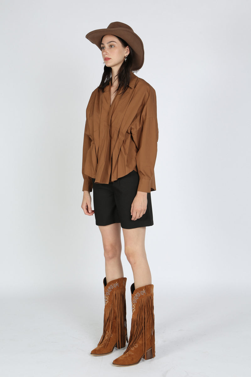 Melissa Pleated Shirt Top - Shop Beulah Style