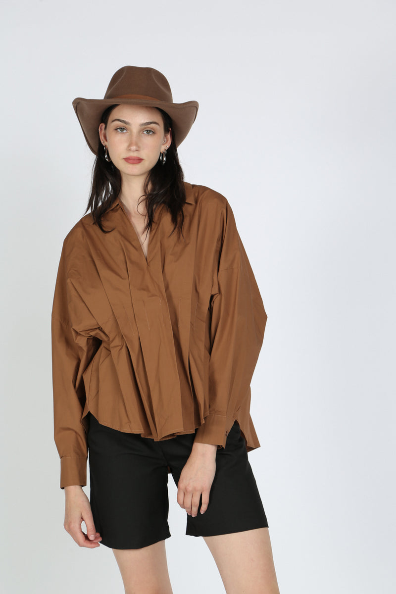 Melissa Pleated Shirt Top - Shop Beulah Style