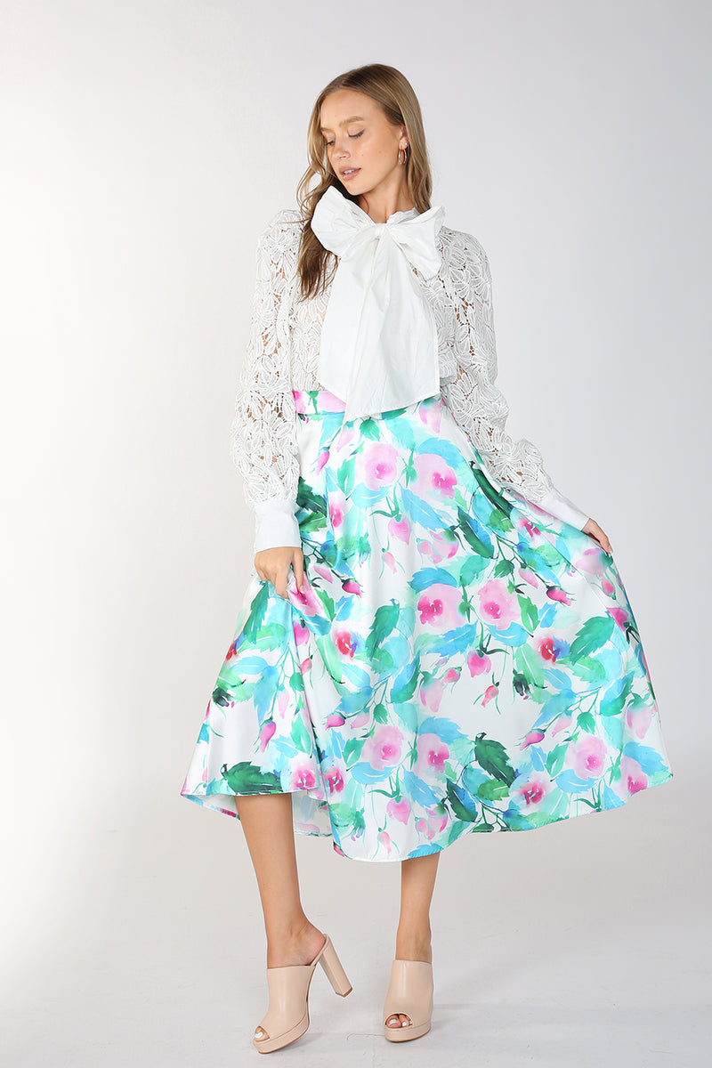 Anastasia Lace Bow Neck Blouse - Shop Beulah Style