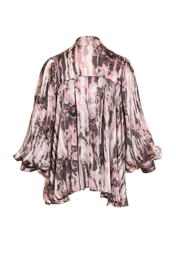 Archie Abstract Printed Bowtie Chiffon Blouse