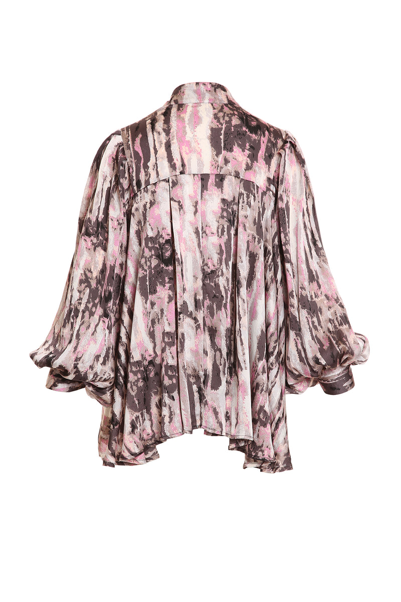 Archie Abstract Printed Bowtie Chiffon Blouse