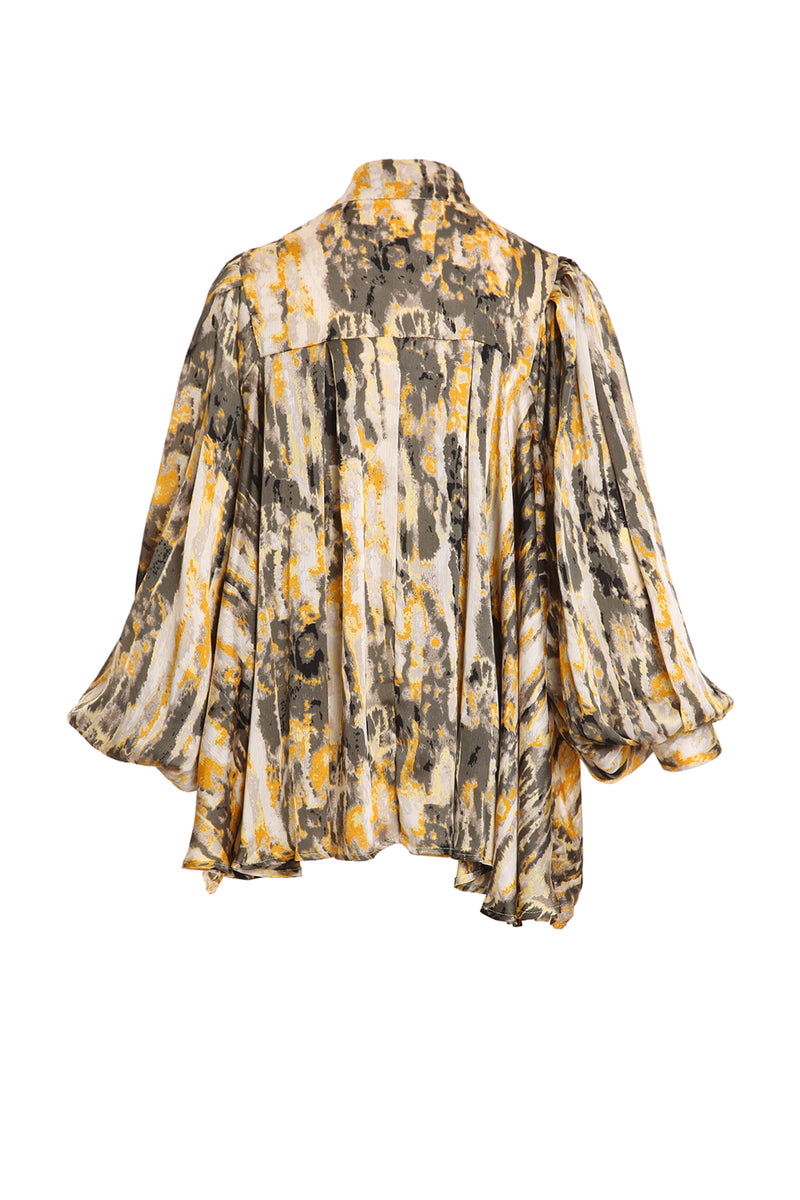 Archie Abstract Printed Bowtie Chiffon Blouse